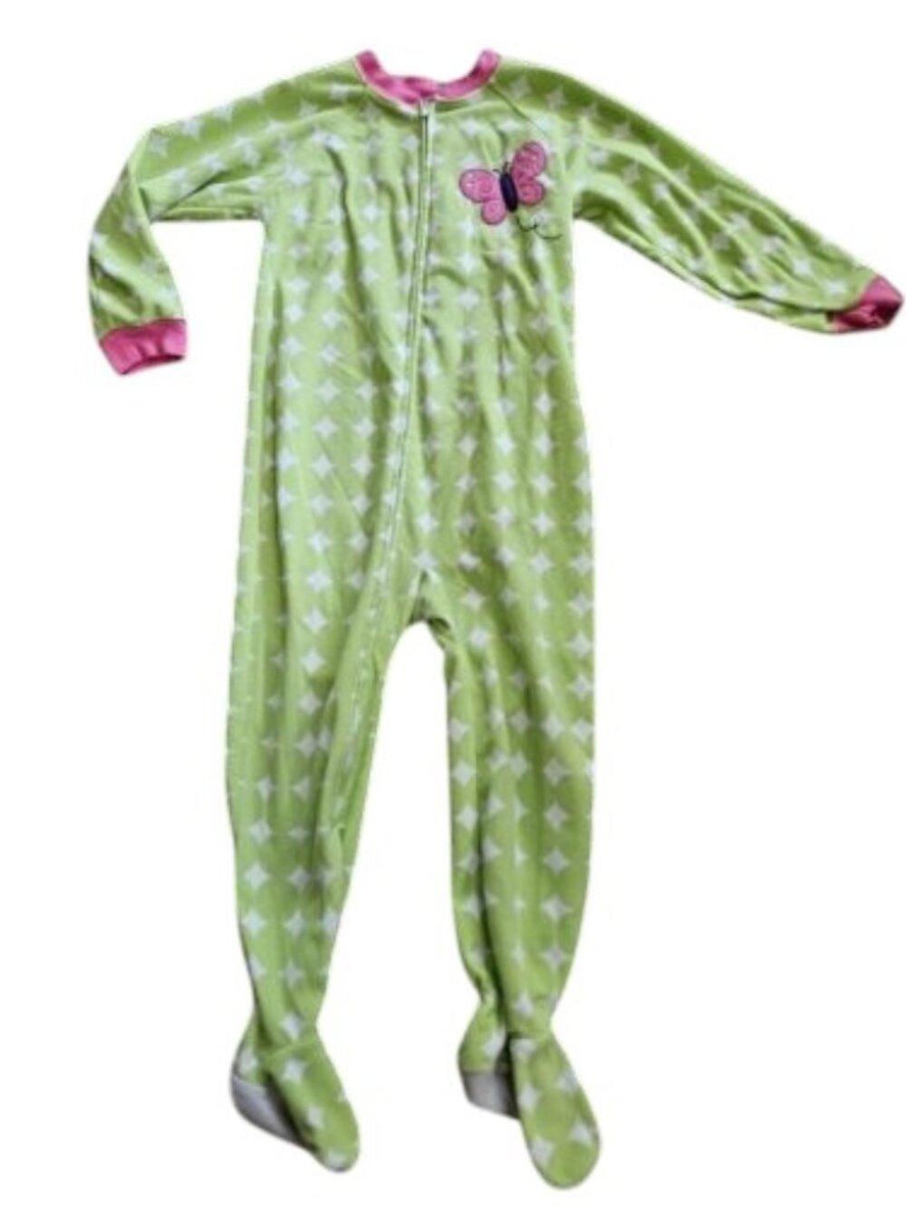 CARTER'S Green Butterfly Fleece Blanket Sleeper Girls Size 5T